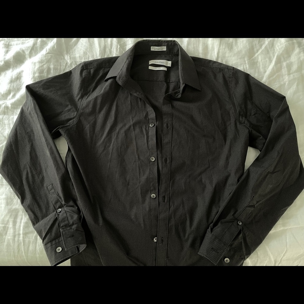 Calvin Klein gray button down shirt